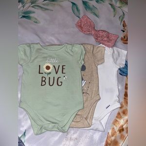 4 piece baby girl onsie with headband set